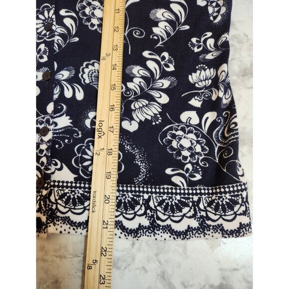 Ann Taylor Loft Women Black Floral Pima Cotton Long Sleeve Button Front Blouse L - Picture 6 of 6